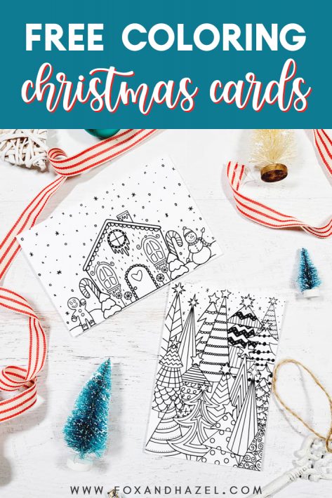 Free Coloring Christmas Cards - Fox + Hazel | free art + designs