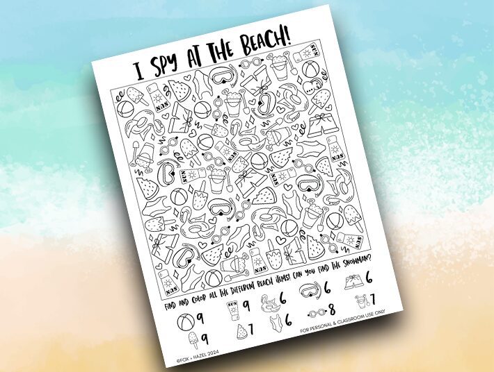 Free I Spy Beach Printable Activity Sheet