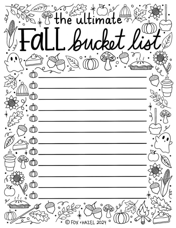 Free Fall Bucket List Printable | Fox + Hazel