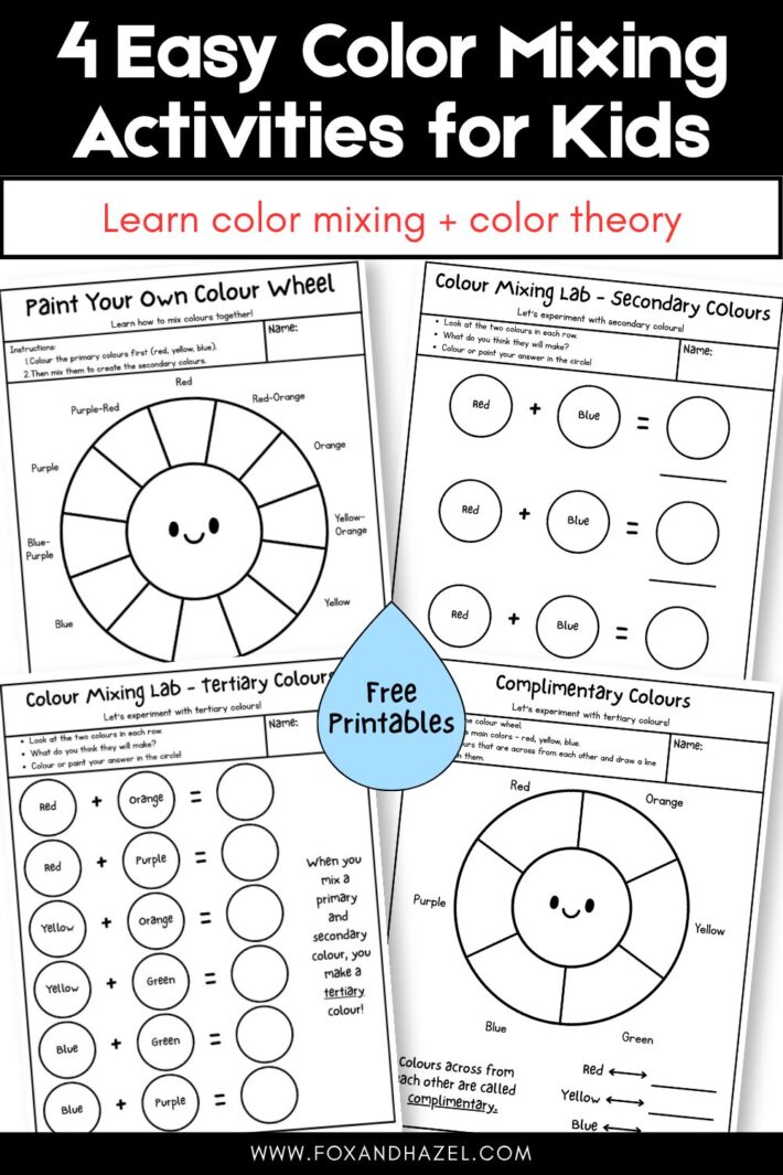 art color worksheet set with literacy accessible version for early readers