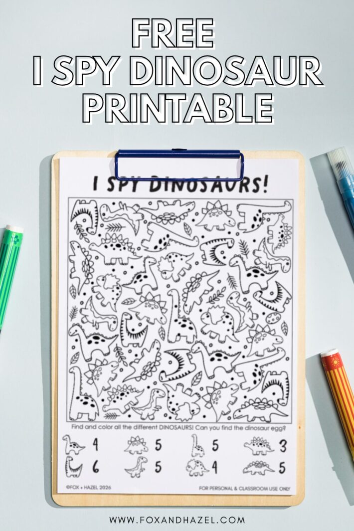 Printable dinosaur activity sheet with hidden dinos to find