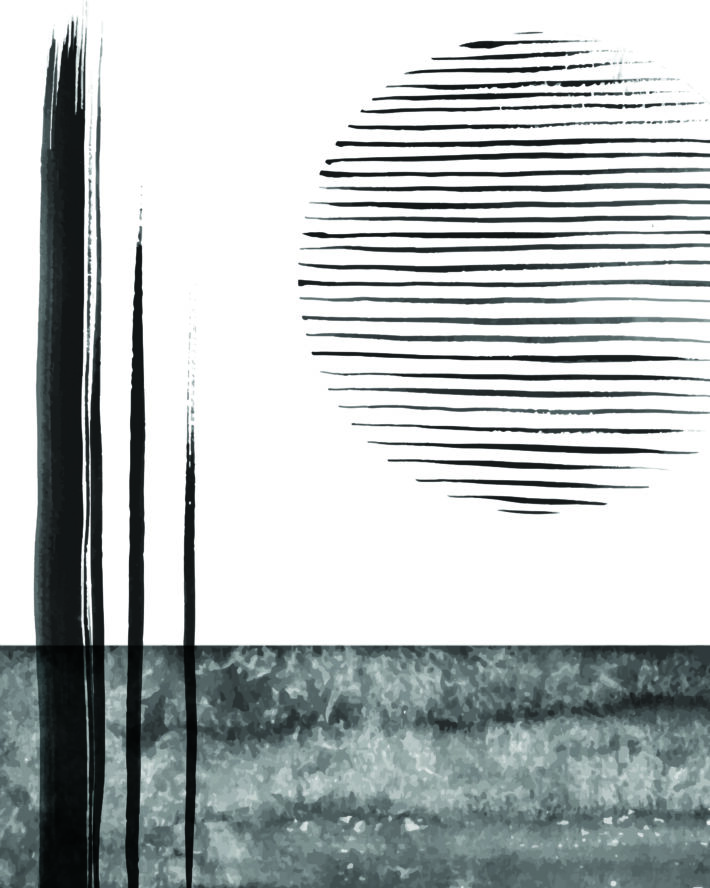gallery wall printable set with black and white abstract art