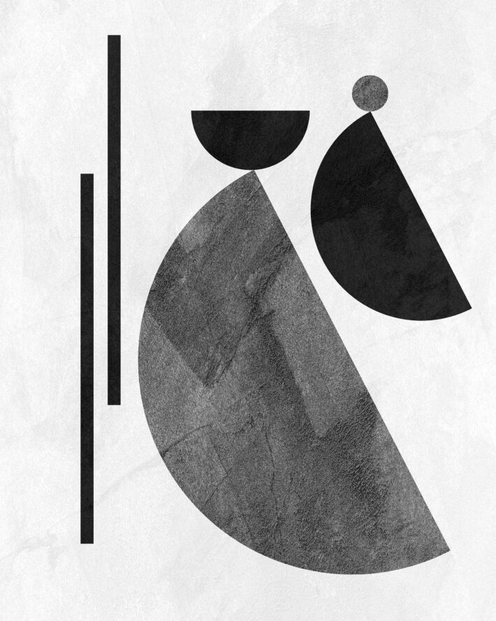 black and white abstract art printable prints in frames on wall